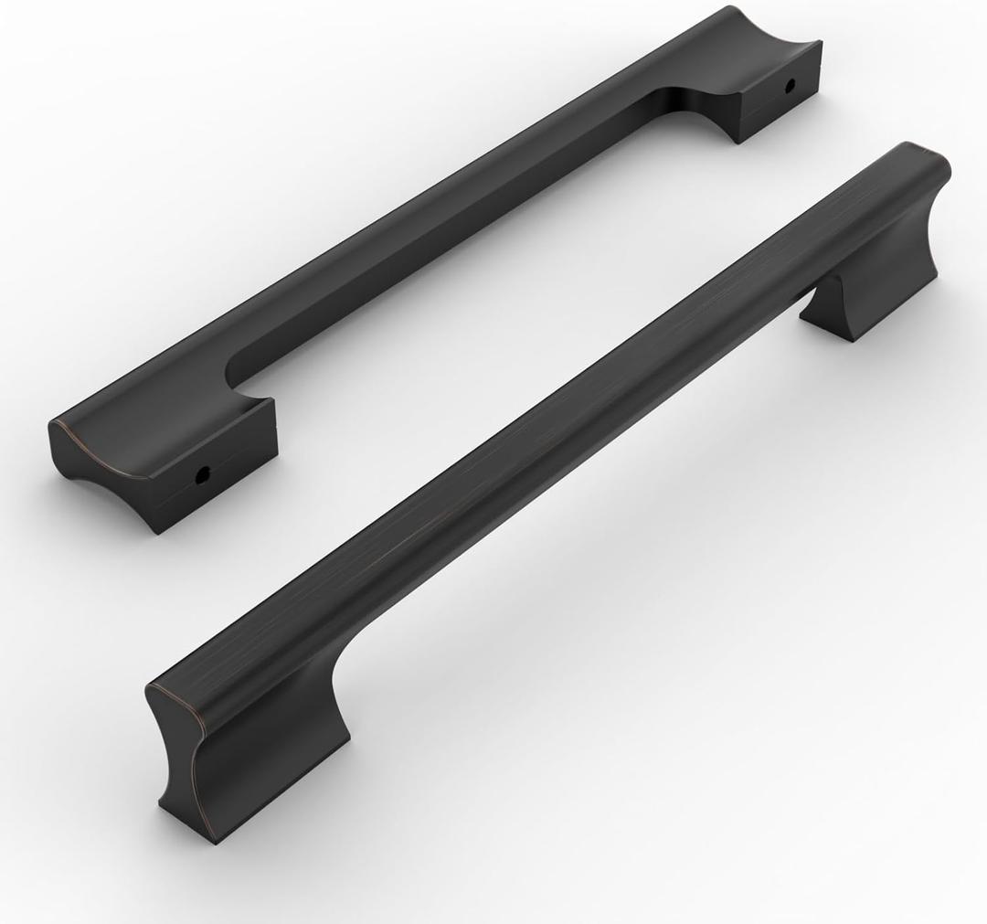Amerdeco 10 Pack Oil Rubbed Bronze Cabinet Pulls 7 Inch(177MM) Hole Centers Kitchen Cabinet Handles Hardware Kitchen Handles for Cabinets Cupboard Handles Drawer Pulls ZH0056