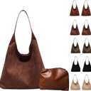 Brown Suede Bag for Women, Brown Suede Tote Bag Purse, Suede bags for Women, Shoulder Bags (Coffee)