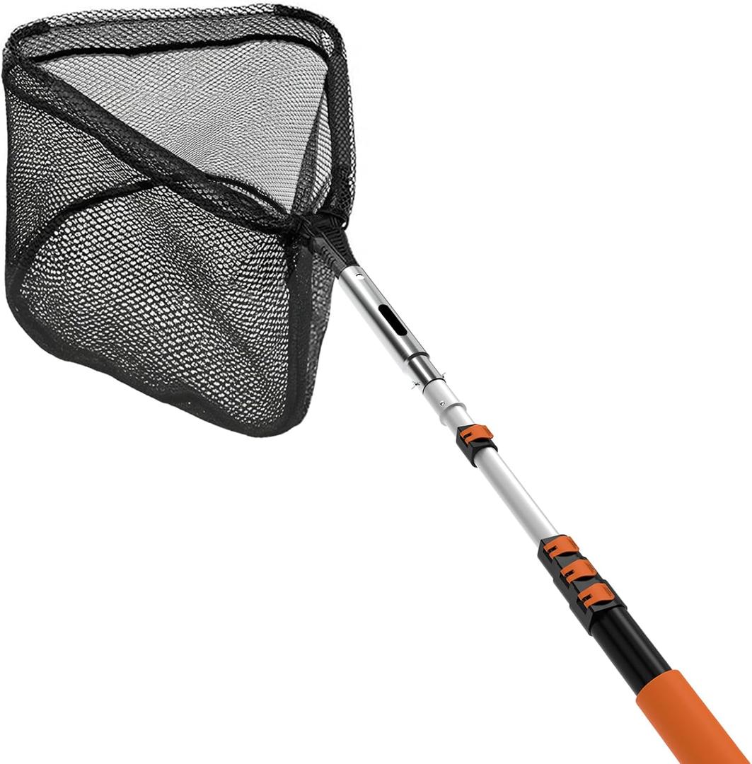 SISIUPASSIE 20FT Pool Skimmer Net with Pole, Foldable & Larger Capacity Pool Net for Cleaning, Telescopic Pool Pole Heavy Duty with Fine Mesh Pool Leaf Net for Above Ground & In-ground Pools