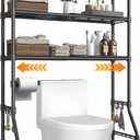 Expandable Over The Toilet Storage Rack, 3-Tier Adjustable Height & Width (22"-38") Metal Bathroom Organizer Shelves, Space Saver Above Toilet Over Washer and Dryer Shelf for Laundry Room