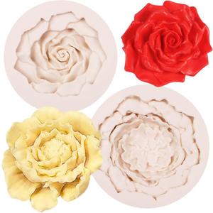 3D Large Flowers Silicone Molds, 2 Packs Rose Peony Candle Chocolate Molds for Cake Decoration, Rose Clay Fondant Handmade Soap Candy Gum Paste