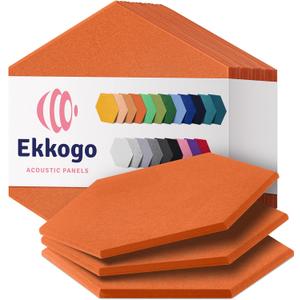 Acoustic Panels 12-Pack Soundproof Wall Panels 14"X12.1"X0.4" Sound Panels High Density Sound Dampening Panels - [Poppy Orange Hexagon]