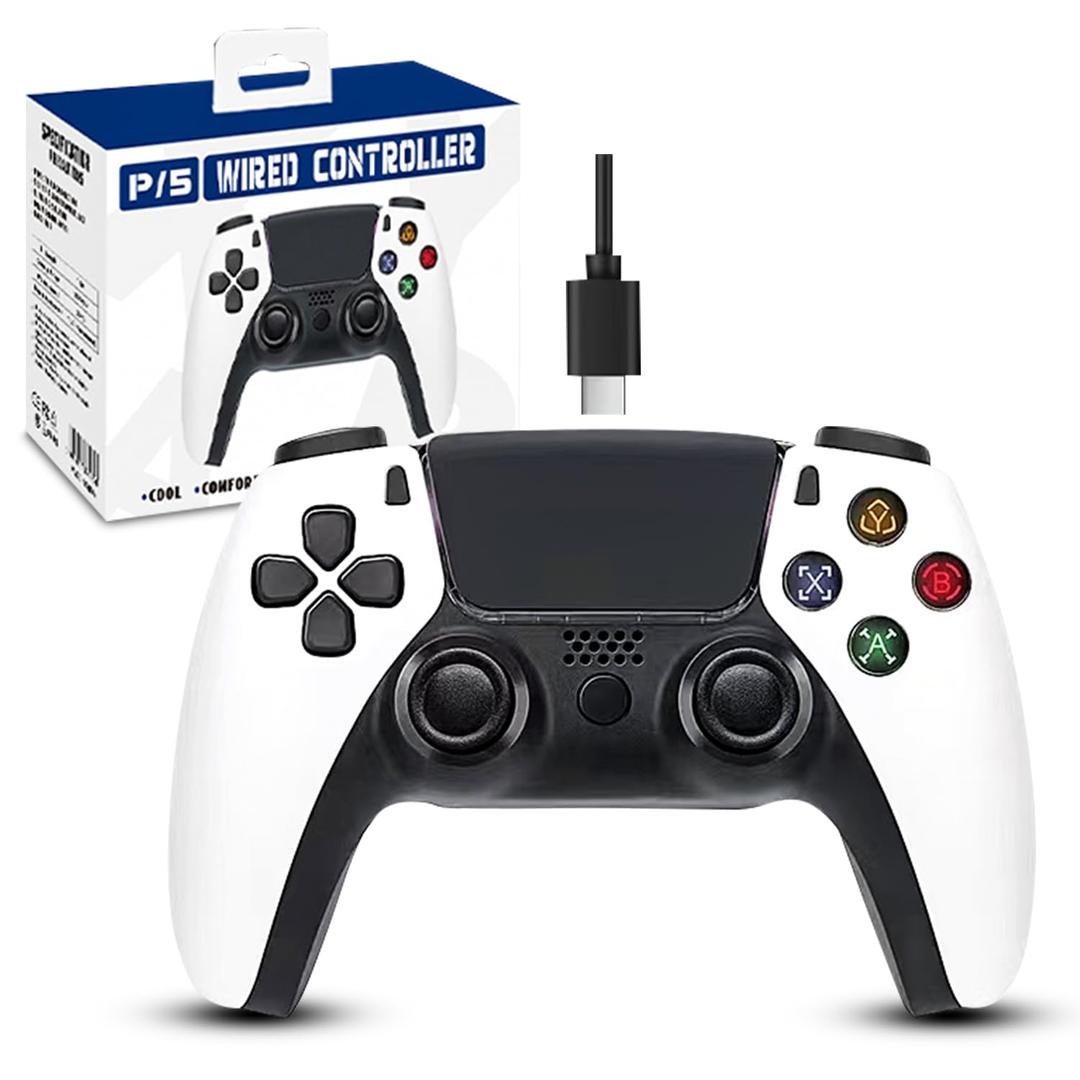 Wilcoapr24 Wired Controller Compatible with PS5 Consoles / Ergonomic Design, Vibration Feedback, LED Light, Long Cable Plug and Play for Gaming Experience.