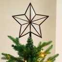 Gejoy 9.8 Inches Christmas Tree Toppers Star Xmas Five Pointed Star Decorations Imitation Transparent Glass Effect Christmas Tree Topper Holiday Ornament Party Office Decorations