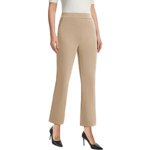 AFITNE Women's Yoga Dress Pants with Pockets High Waisted Pull On Straight Leg Cropped Pants Stretchy Work Ankle Pants (S)