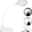 5X LED Magnifier Work Lamp - Hands Free Lighted Magnifying Glass for Reading, Crafts, Sewing, Hobbies (White)