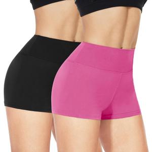 NexiEpoch 2 Pack Biker Shorts for Women - 3" Booty Volleyball High Waisted Black Spandex Shorts for Yoga Dance Workout L/XL