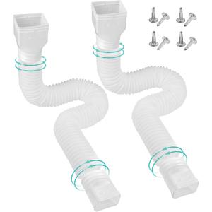2 Pack Rain Gutter Downspout Extensions Flexible,Downspout Extender Diverter Extendable from 21" to 58". Drain Pipe Connector Extendable for Most Residential Downspouts (White)