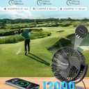 2-Pack Magnetic Golf Cart Fan Rechargeable, 12000mAH Battery Operated Portable Fan with 3 Speeds, LED Lantern, Magnetic Base, Suitable for EZGO Club Car Yamaha, Golf Cart & Cruise Ship Accessories