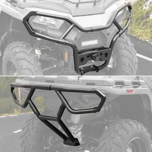 AUPOWER Front & Rear Bumper Guard Set for 2021-2024 Polaris Sportsman 570 Accessories, Front Trail Brushguard for Sportsman 450 Rear Profile Bumper, Replace OEM #2884844, 2884847, 2PCS