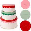 kate spade new york Decorative Metal Tins with Lids, 3 Piece Nesting Set, Small Medium & Large Christmas Cookie Containers, Perfect for Gift Giving and Holiday Parties (Hey Sweets)