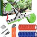 Jajadeal Plant Tying Machine Tool for Grapes, Raspberries, Tomatoes and Vining Vegetables, with 20 Rolls Tapes, 10000pcs Staples and Replacement Blades (Green)