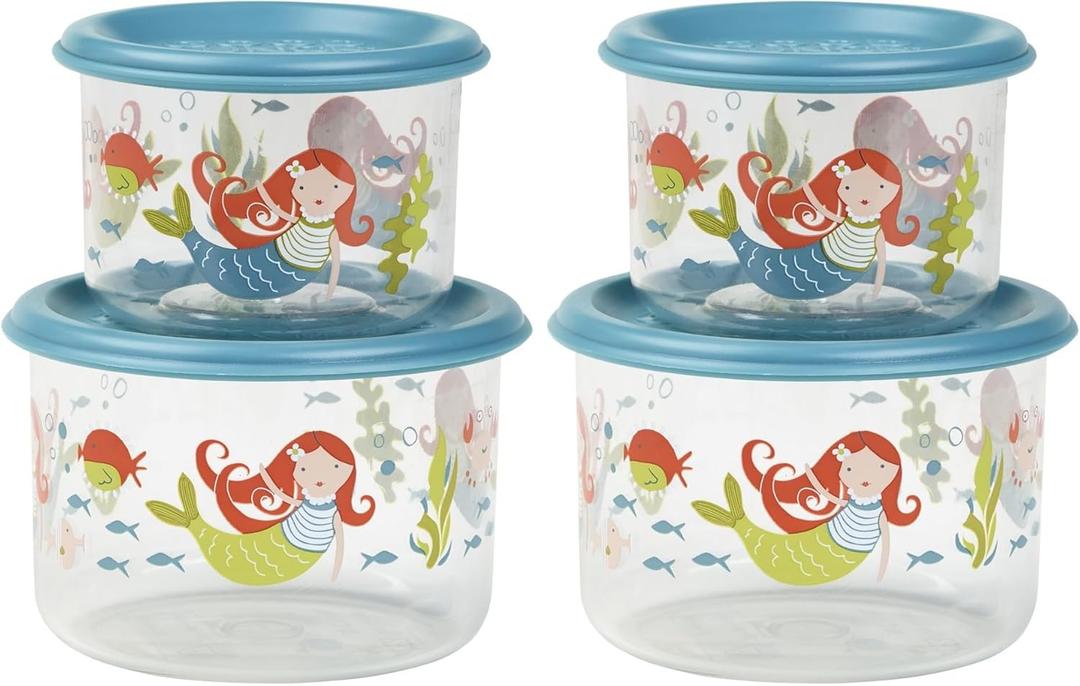 SugarBooger Good Lunch Small Snack 2 Piece Container, Mermaid (Pack of 2)