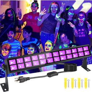 42W LED Black Light Bar, IP66 Waterproof Blacklight Bar with 6ft Cord+Plug+Switch, Black Lights for Glow Party, Fluorescent Poster, Body Paint, Birthday, Halloween, Bedroom, Classroom
