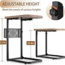 Fashion TV Tray Table with Large Tabletop, Adjustable Sofa Table with Storage Baskets, Strong Metal Frame, Tv Dinner Tray Table for TV Watching, Meals, Snacks (Square, Brown, 16.93inch x 12.6inch)
