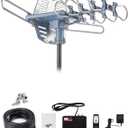 Outdoor TV Antenna,Digital Amplified HDTV Antenna & 60 ft RG6 Coax Cable,200 Miles Long Range Wireless Remote 360 Degree Rotation Support 4K 1080P 2 TVs