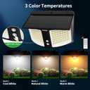 intelamp Solar Motion Sensor Light, Security Flood Light with Remote Control, Dual Color 3000K/6500K, 180 Radar Detection Sensor, IP65 Waterproof Wall Light for Porch, Garden, Yard, Garage, Fence