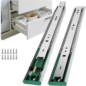 22 Inch Soft Close Drawer Slides Full Extension Ball Bearing Dresser Cabinet Rails 1 Pair Side Mount Heavy Duty Tool Box Trash Can Kitchen Drawer Glides 100LB Capacity