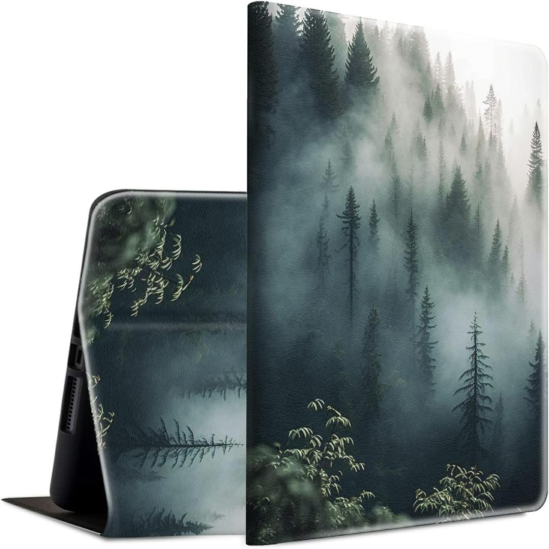 Case for Kindle Fire HD 10 Tablet 10.1" 7th/9th Generation 2017/2019 Release Lightweight Smart Case PU Leather Adjustable Stand Protective Cover with Auto Wake/Sleep - Forests