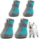 Dog Shoes for Small Dogs, Breathable Dog Boots Paw Protector for Hot Pavement Winter Snow, Dog Booties with Reflective Strips Rugged Anti-Slip Sole for Hardwood Floors Outdoor Walking Blue, Size 1