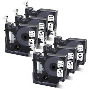 COLORWING Compatible with DYMO D1 Label Tape Black on Clear Replace for DYMO Label Maker Refills 45010 S0720500, 1/2Inch x 23Ft for Dymo LabelManager 160 210D 280 360D Label Maker, 6-Pack