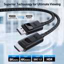 Cable Matters Uni-Directional 8K DisplayPort to HDMI 2.1 Cable - 6ft, with 4K 240Hz / 8K 60Hz, Display Port to HDMI 2.1 Cable, Supports RTX4080, RX7900, Not Work with PS5/Xbox, No VRR Support