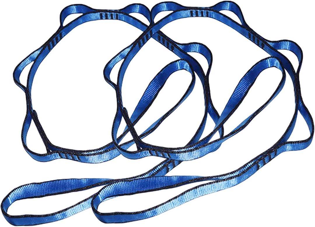2Pcs 22KN Strong Climbing Strap Daisy Chain Nylon Daisy Chain Adjustable Strap Rope Length 110/150/180cmYoga Extend Belt (Blue)