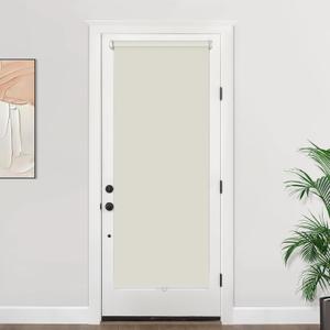 LazBlinds 100% Blackout Cordless Roll Up French Door Blinds, Thermal Insulated Light Blocking Shades for Patio Sidelight Glass Door, 28'' W x 70'' L, Cream, 1Pcs