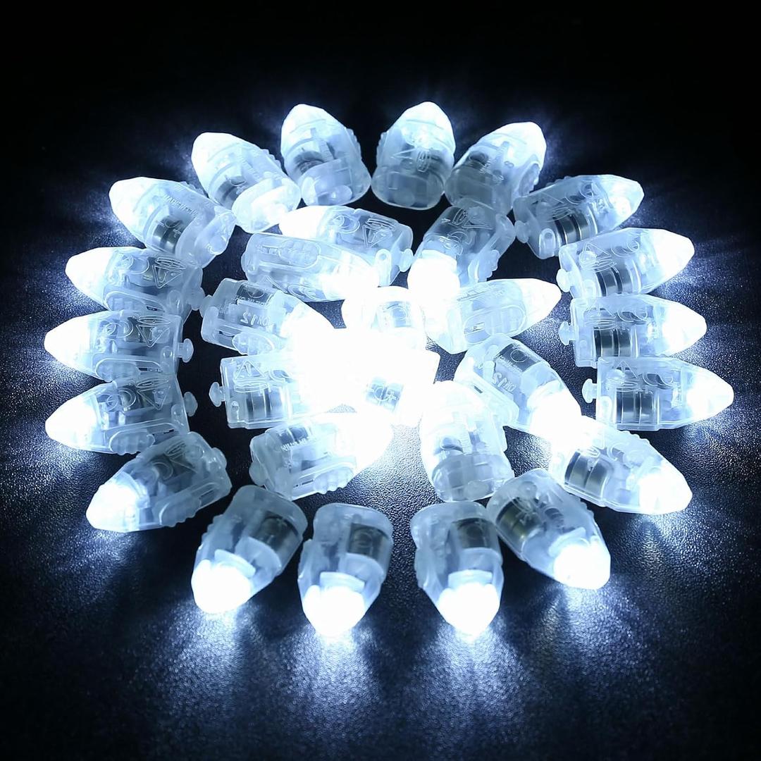 LIHAO 30PCS Mini LED Lights, LED Balloon Light Up Balloons for Party Decorations, Party Lights for Paper Lanterns Birthday Party Wedding Bedroom Halloween Christmas Decoration - White