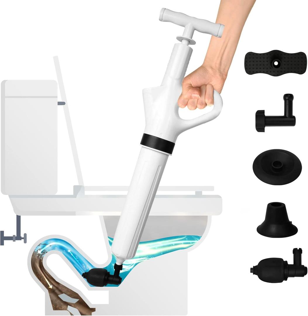 Air Plunger Drain Clog Remover By Sleek Home- High-Pressure Air Toilet Plunger & Drain Unclogger- Drain Cleaner & Hair Clog Remover Air Blaster (ABS)