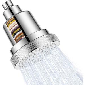 Shower Head Set 25 Stage Shower Filter Combo with 3 Spray Settings, High Pressure Shower Head with Filters for Dry Hair and Skin, Removes Chlorine & Heavy Metals, Showerhead Filter Chrome
