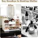 Makeup Organizer for Vanity with Brush Holder, Large Cosmetic & Skincare Organizer Countertop with Muti-Drawers, Cosmetic Display Case for Lipsticks, Nail Polishes, Perfumes, Eyeshadow (white)