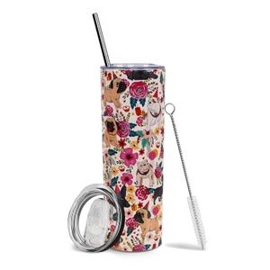 Baiheyi Dog Tumbler - Dog Lovers Gifts - With Straw & Lid, 20 OZ