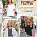 3 Pack Girls Short Sleeve T Shirts | Crewneck Tops, Loose Fit, Summer, Comfy Basic, Casual Blouse, Teen 5-14 Years, Soft, Breathable, Daily Wear