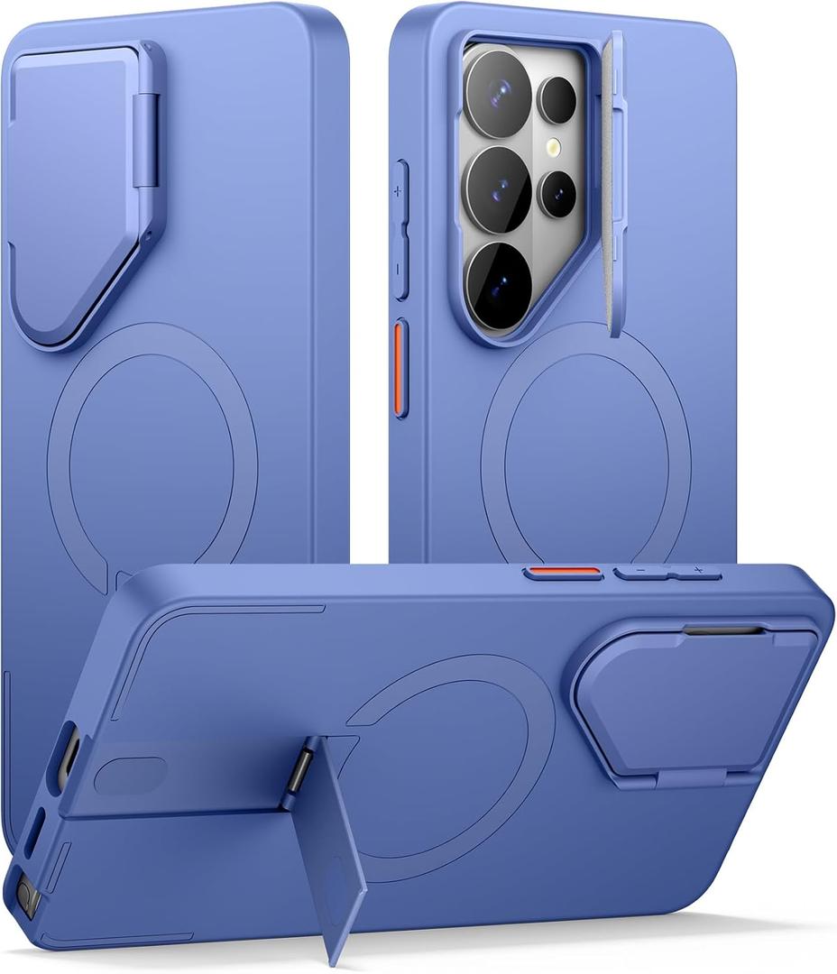 SURITCH for Samsung Galaxy S26 Ultra Phone Case, Magnetic Protective Cover with Camera Cover & Adjustable Metal Kickstand for Galaxy S26 Ultra -Starlight Blue