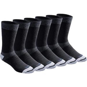 Dickies Men's Dri-Tech Moisture Control Max Full Cushion Crew Socks, Black (6 Pairs), Large