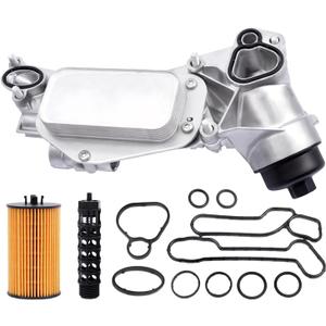 25199751 Aluminum Engine Oil Cooler Filter Housing Assembly Adapter Kit+Gasket+Insert+Cap for 2008-2019 Cruze Malibu Aveo Cascada G3 Astra 1.6L 1.8L, OE #918432, 12992593