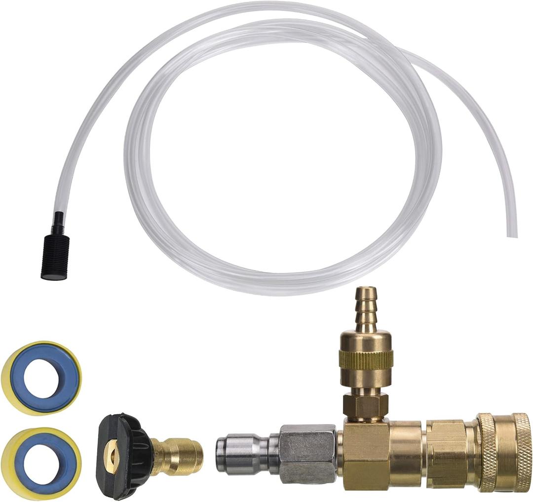 M MINGLE Adjustable Chemical Injector Kit for Pressure Washer, Soap Injector, 3/8 Inch Quick Connector