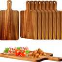 Nuenen 10 Pcs Wood Cutting Board with Handle 15.7 x 7.8 Inch Acacia Wooden Serving Kitchen Chopping Boards for Pizza, Bread, Cheese, Charcuterie, Fruit, Vegetables(Acacia)
