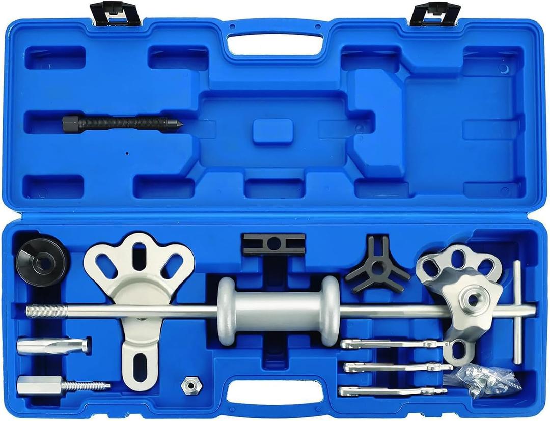 9-Way 2/3 Jaw Bearing Hub Gear Seal Remover Tool, 19pc Heavy Duty Slide Hammer Puller Kit