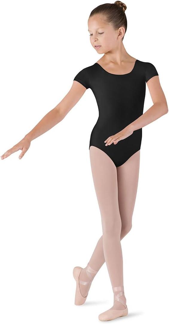 Bloch Dance Girls Dujour Microlux Short sleeve Leotard (12, Black)