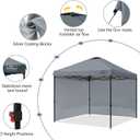 KAMPKEEPER 10x10 Pop-Up Canopy Tent, Waterproof, Portable Shade with Side Walls, Adjustable Instant Outdoor Shelter for Camping, Backyard, and Events, Grey