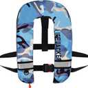 Adult Automatic PFD Vest, Inflatable Kayak Water Sports Vest for Kayaking SUP Paddleboarding Sailing Boating Fishing (Blue Camouflage)