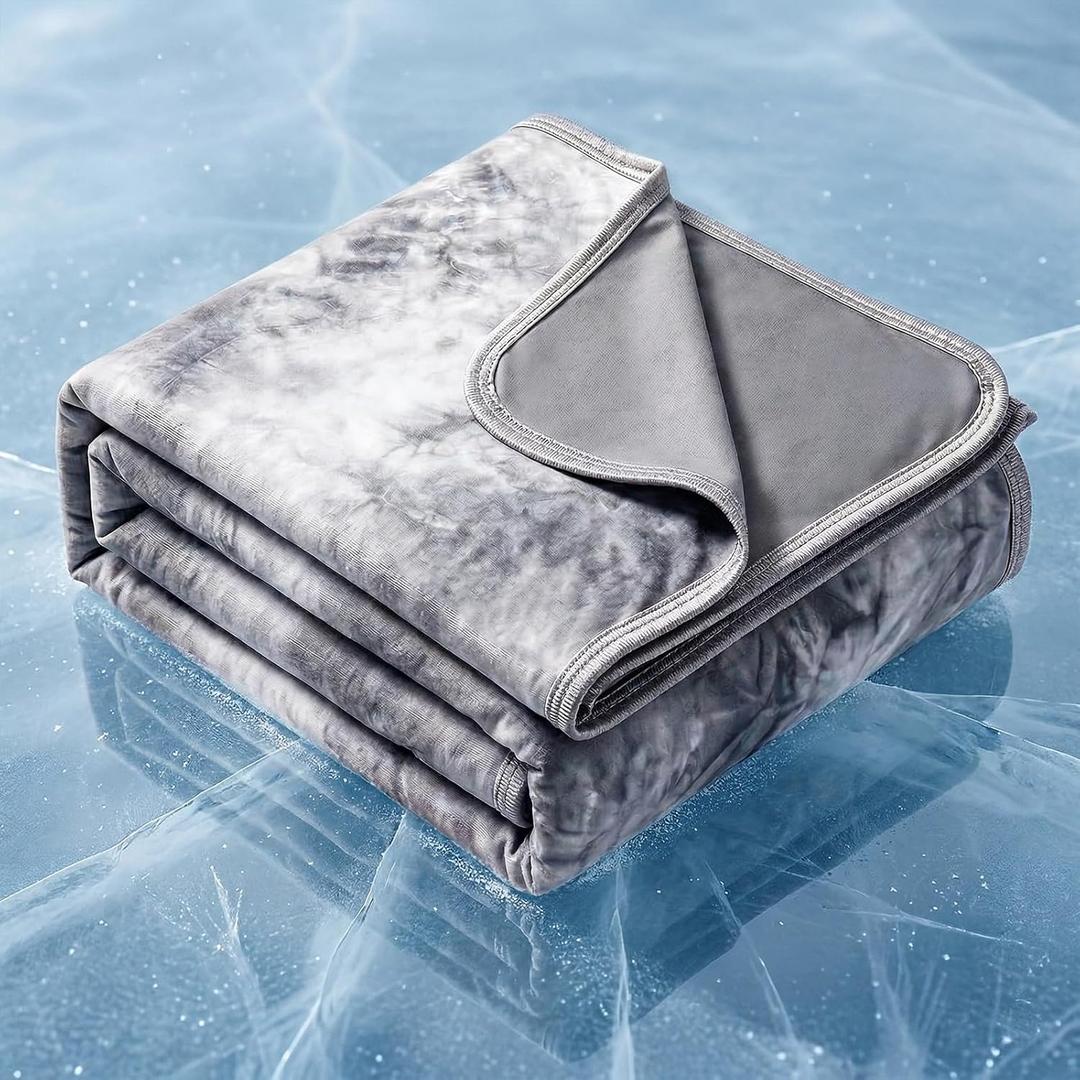 Topcee Cooling Throw Blanket for Night Sweats Decorative Tie Dye, Absorbs Heat to Keep Cool on Warm Nights, Q-Max 0.5 Cooling Blankets for Hot Sleepers, Cool Lightweight Sofa Throw Blanket (50"x70") (Grey Watercolor)