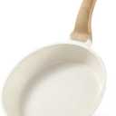 CAROTE Non Stick Frying Pan Skillet, Omelet Pan, Healthy Non Toxic Granite Chef Pan, Induction Compatible Egg Frying Pan with Heat-Resistant Handle, PFOA-Free,Cream White, 8