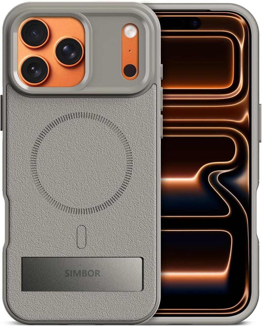 Magnetic for iPhone 17 Pro Max Case with Stand[Compatible with MagSafe] Slim Invisible Kickstand, Protective Anti-Fingerprint Phone Cove 6.9", Medium Grey