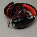 BENGOO Stereo Pro Gaming Headset for PS4, PC, Xbox One Controller, Noise Cancelling Over Ear Headphones with Mic, LED Light, Bass Surround, Soft Memory Earmuffs for Laptop Mac Wii Accessory Kits (Red)