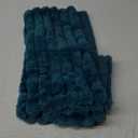 MIULEE Faux Fur Plush Decorative Throw Pillow Covers Set of 2 Luxury Soft Fluffy Striped Pillowcases Cushion for Sofa Couch Bed Living Room Teal Blue 18x18 Inch