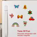 JIALEIXI Wooden DIY Christmas Ornaments, 42PCS Christmas Tree Decorations, Wooden Art Magnets Crafts Painting Kit Hanging Decorations for Home Party Holiday Indoor