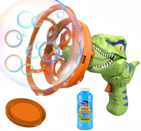 SHENSE Dino Bubble Gun Bubble Machine for Dinosaur Bubble Blower Toy for Kids and Toddlers Bubble in Bubble Gun Party Favors Birthday for 3 4 5 6 7 8 9 10+Years Old Boys and Girls (Green)